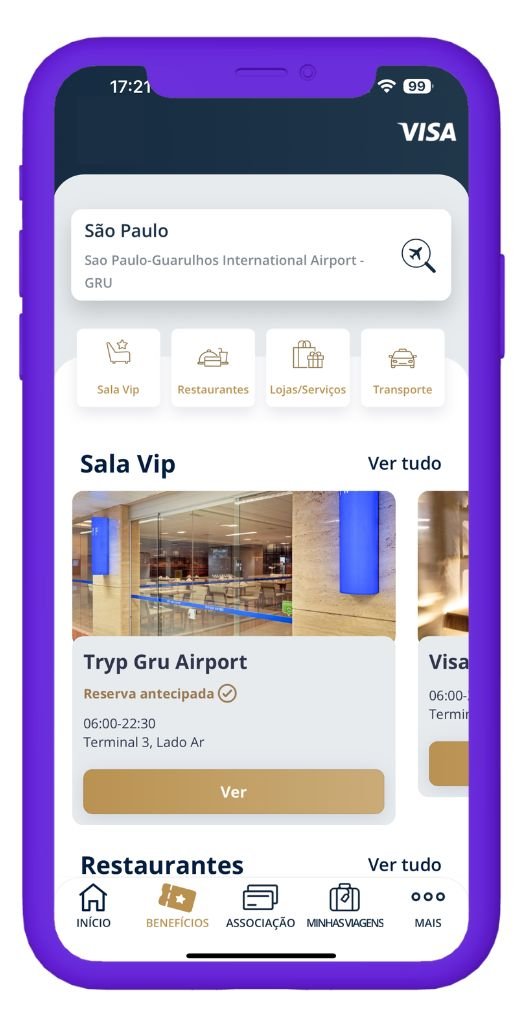tela do app visa airport camponion